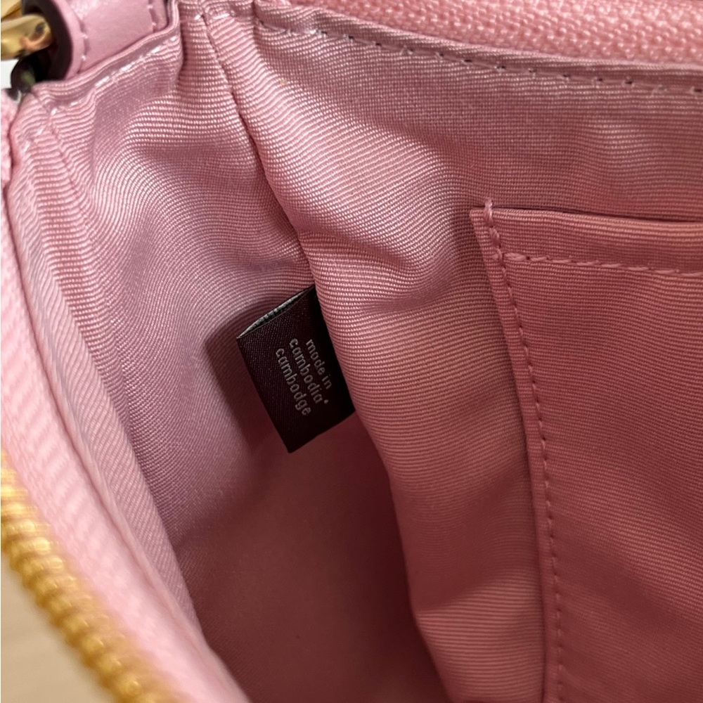 Coach Pink Signature Canvas Mini Shoulder Bag with Gold Chain - Picture 8 of 9